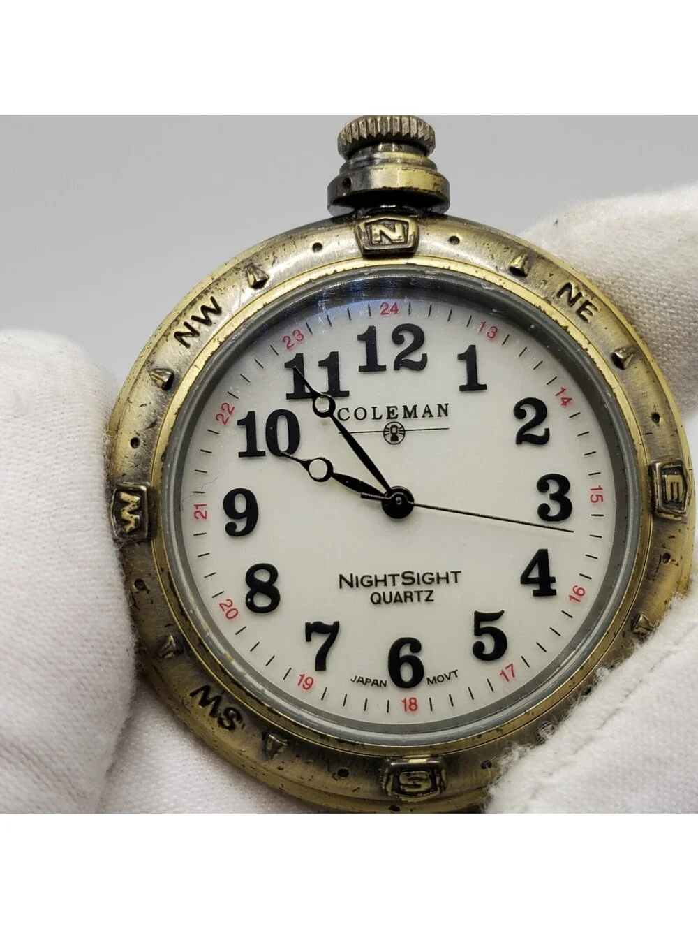 Colman Nightsight Compass Style Pocket Watch 47mm New Battery Please Read